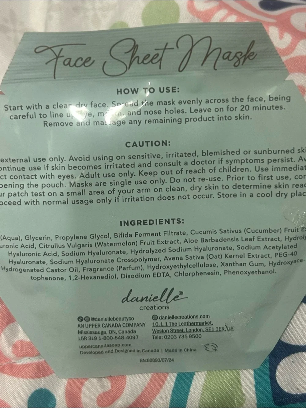 (3/$20) Peridot Revitalizing & Firming Face Sheet Mask - Light Mint